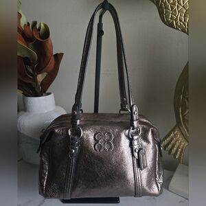 EUC Coach Julia Metallic Gunmetal Mini Satchel Bag